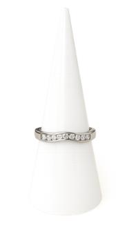 18ct White Gold Curved Diamond Wedding Band