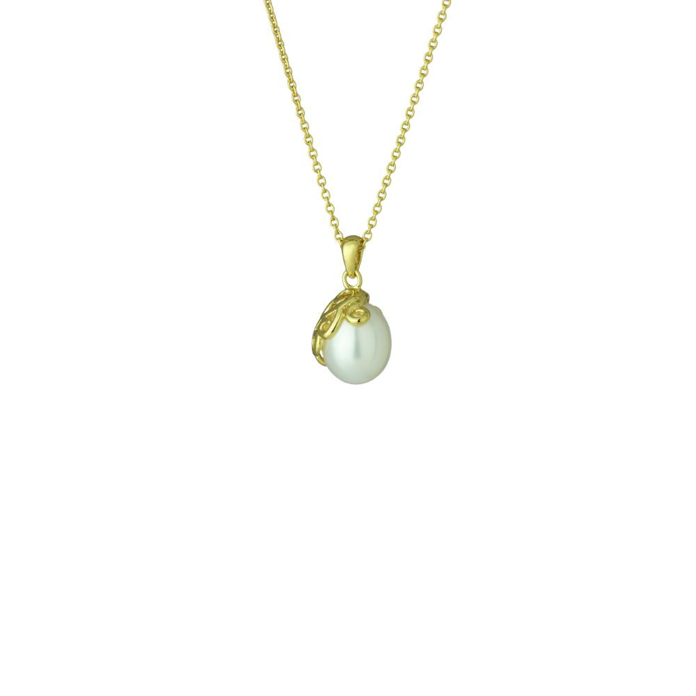 Evolve Pearl Devotion Necklace - Stg Silver/Gold Vermeil