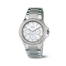 Boccia Titanium - White Dial with Crystals
