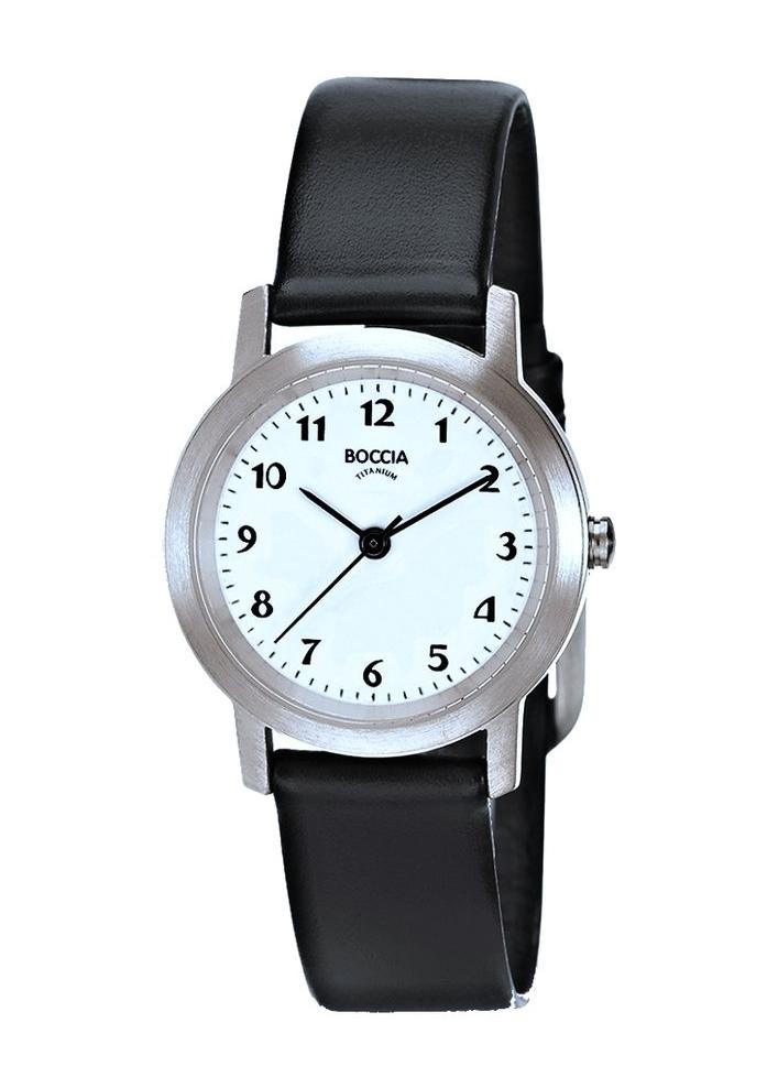 Boccia - White Dial & Black Leather Strap