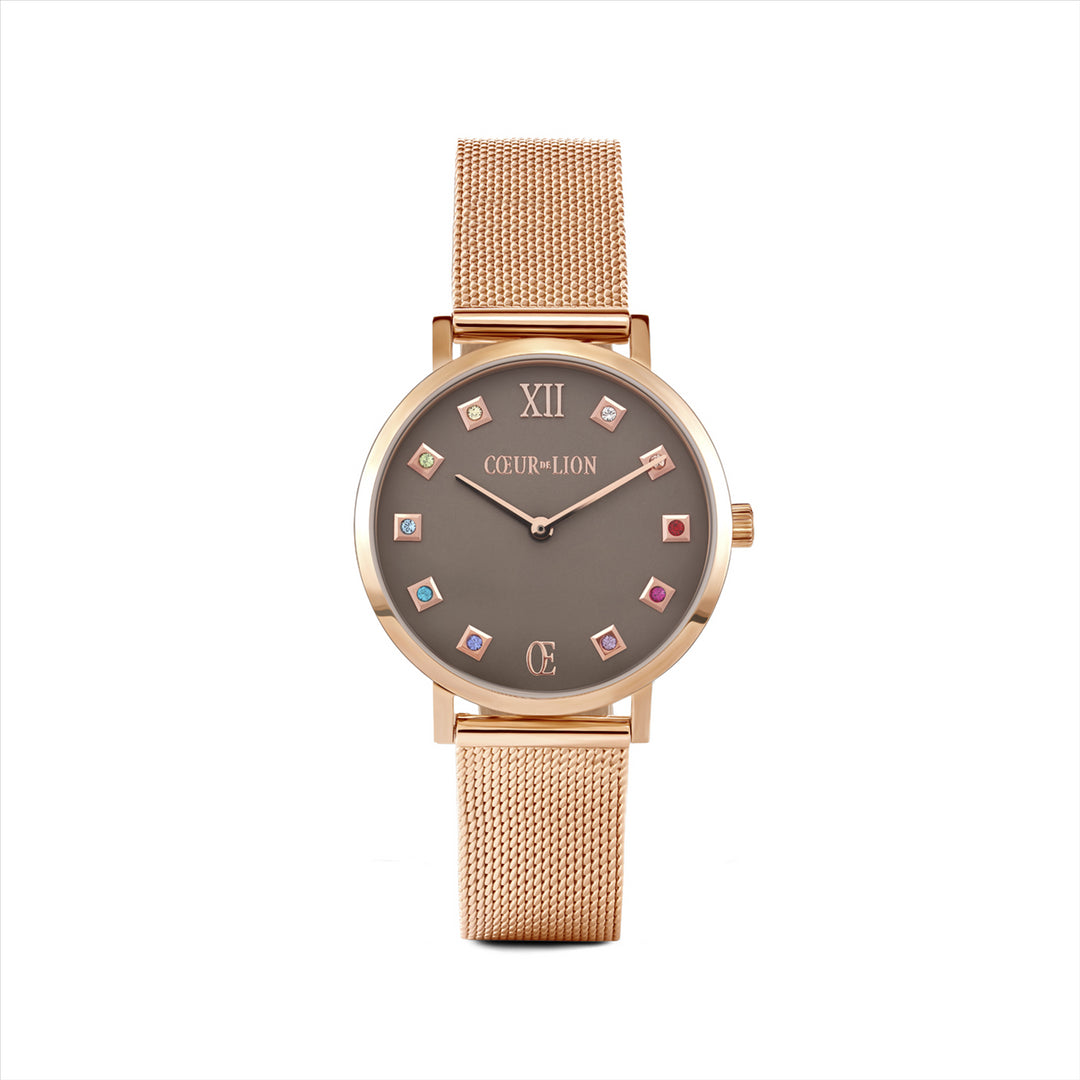 Coeur de Lion - Crystal Cube Watch - Rose Gold Plated