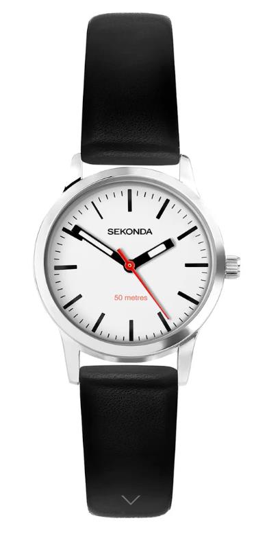 Sekonda - White Dial - Black Leather Strap