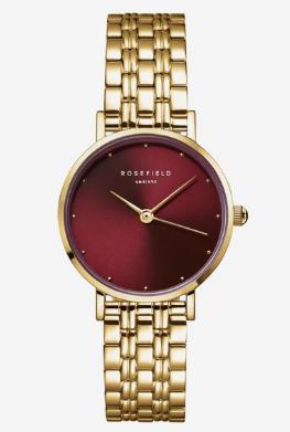 Rosefield - Small Edit Burgundy Sunray Gold Watch