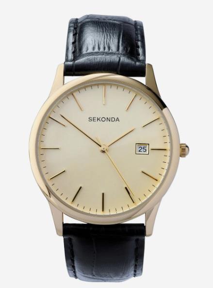 Sekonda - Gold Plated Black Leather