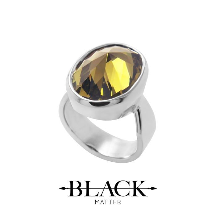 Black Matter - Stg After Midnight Ring Set With Olive Cz