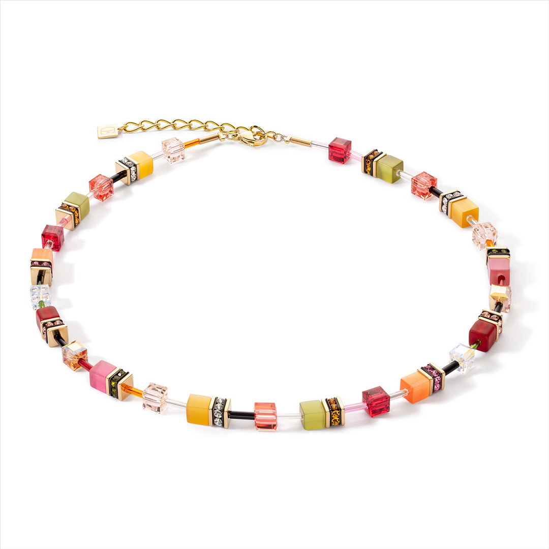 Coeur de Lion Necklace - Geocube Summer Orange, Lime & Pink