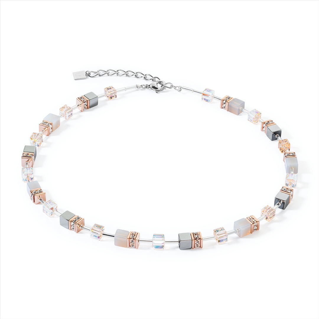Coeur de Lion Necklace - Geo Cube Agate & Rose Gold Stainless