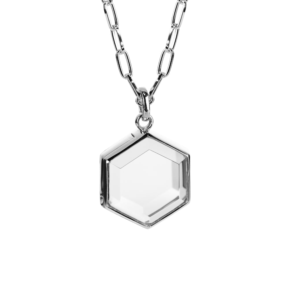 Stow - Medium Hexagon Locket - Stg Silver