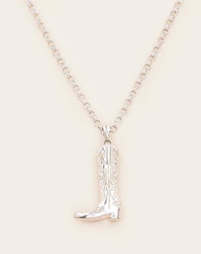 Whistle & Pop - Cowgirl Boot Necklace - Stg Silver