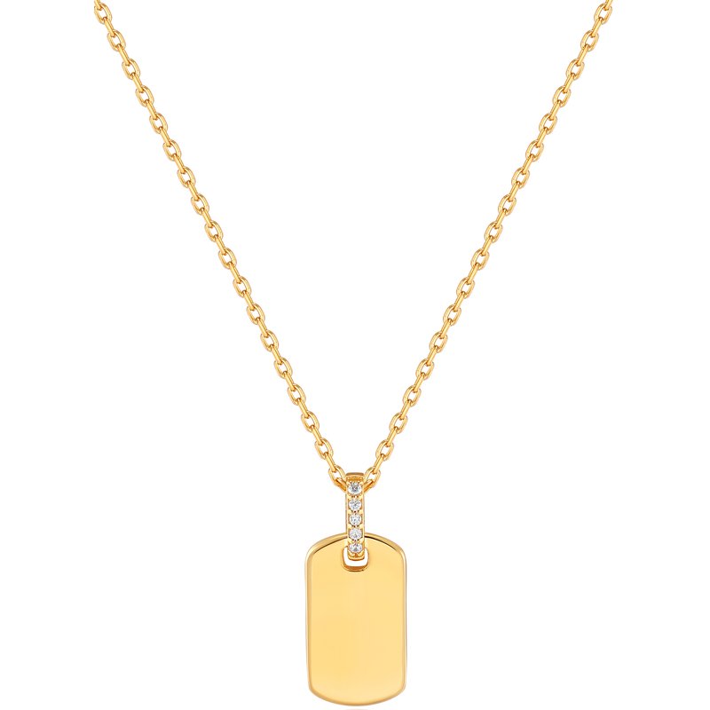 Ania Haie - Glam Gold Plated/Cz Tag Pendant Necklace