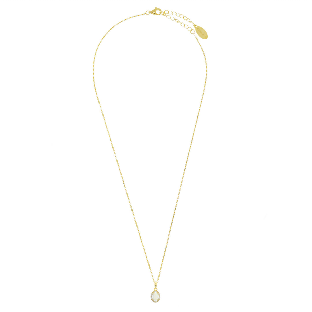 Georgini - Opal Glow Blackwattle White Created Opal Pendant - Gold Plated