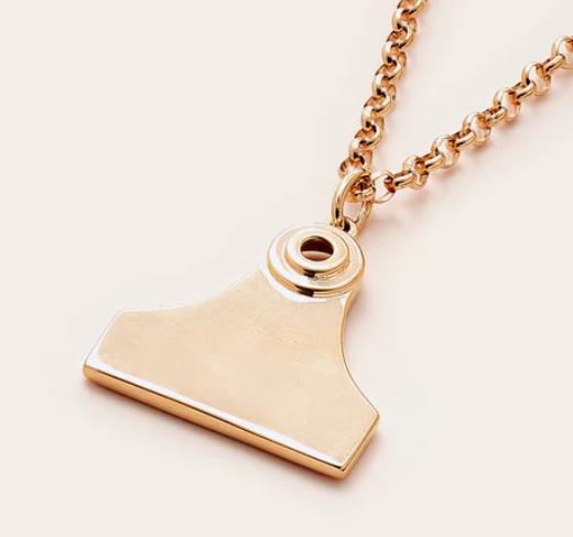 Whistle & Pop - High Country Cattle Tag Necklace - Gold Plated
