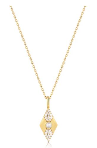 Ania Haie - Gold Plated Pearl Geometric Pendant Necklace
