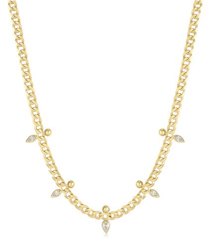 Ania Haie - Gold Plated Curb Chain Sparkle Point Necklace