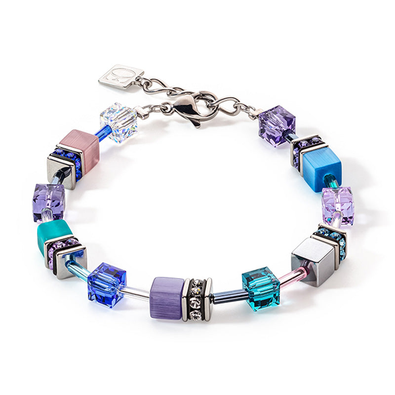 Geo Cube Purple, Blue & Silver Bracelet