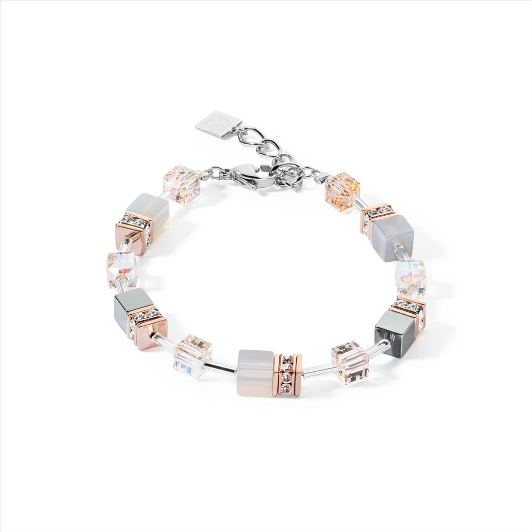 Coeur de Lion Bracelet - Geo Cube Agate & Rose Gold Stainless Steel