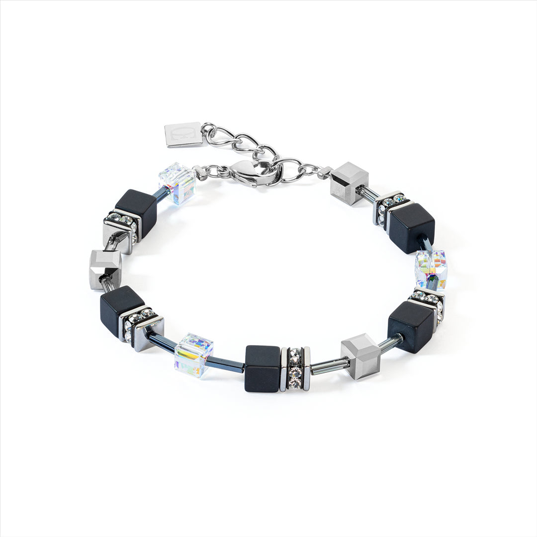 Geo Cube Black Onyx Stainless Steel Bracelet