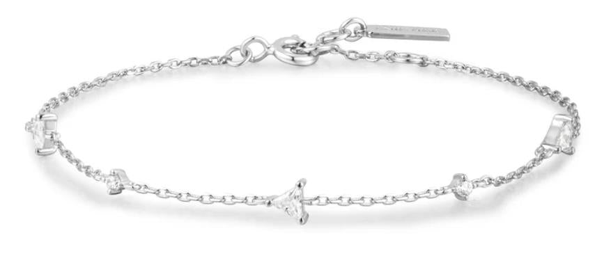Ania Haie - Silver Triangular Cubic Zirconia Station Bracelet