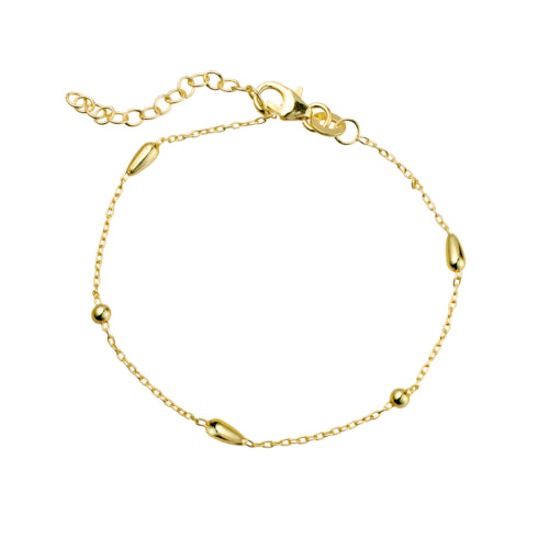 Sterling Silver/Gold Plated Teardrop Fine Chain Bracelet
