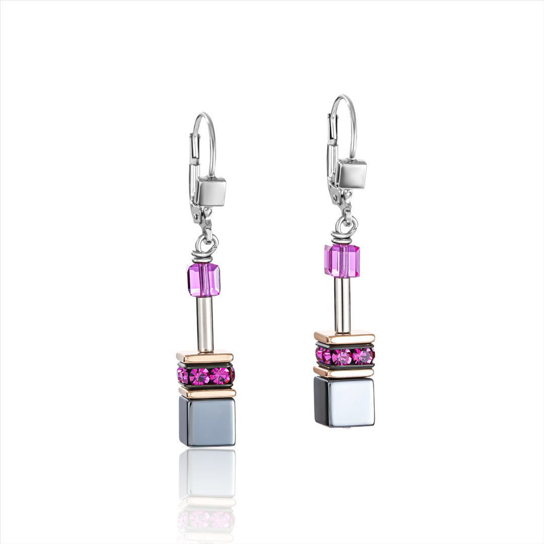 Coeur De Lion Earrings - Hematite & Bright Pink