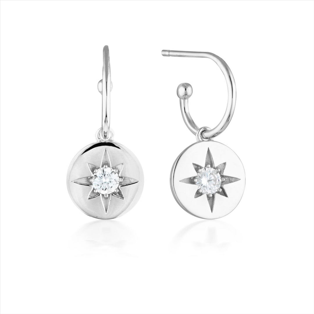 Georgini - Stellar Lights Drop Hoop Earrings - Silver