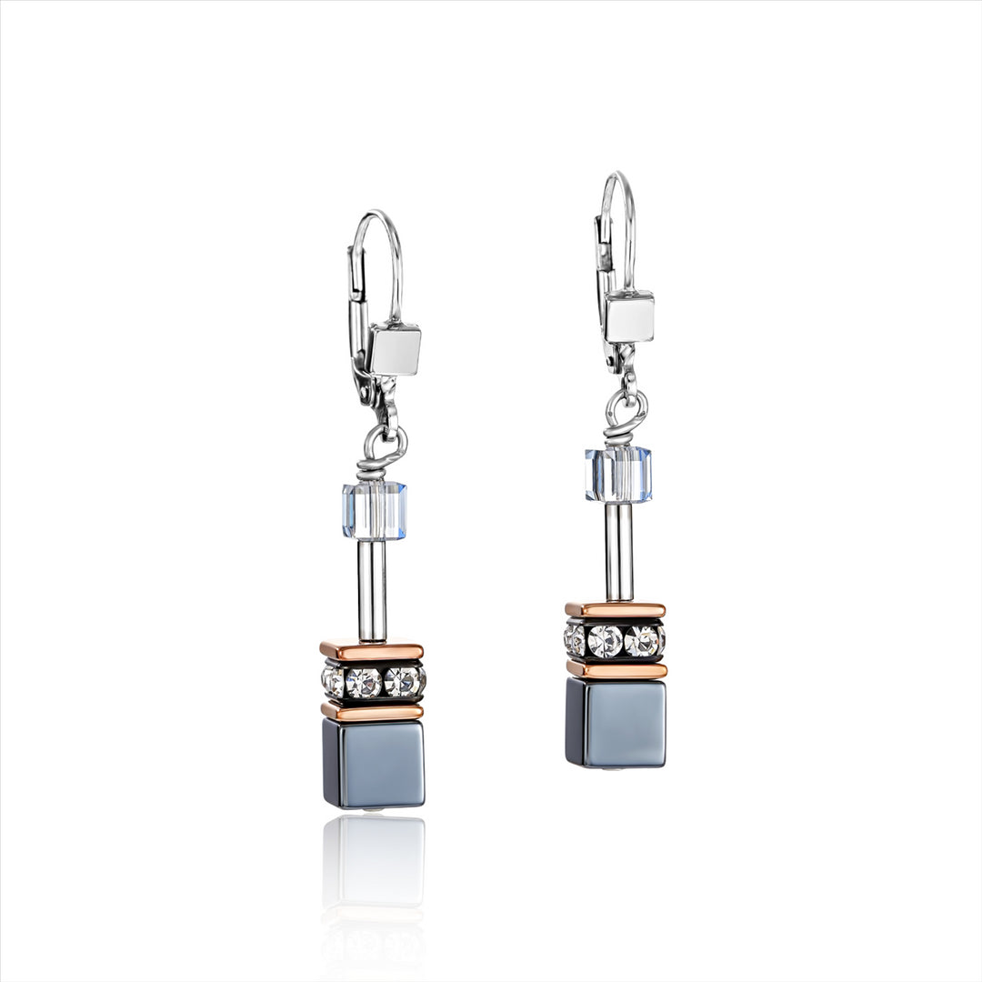 Coeur de Lion Earrings - Geocube Grey Crystal Drop