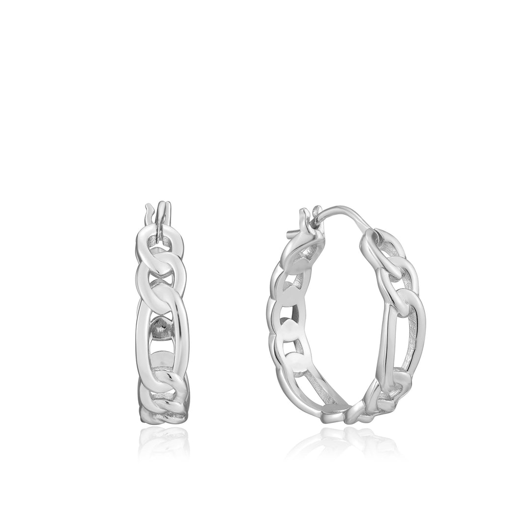 Ania Haie - Silver Figaro Chain Hoop Earrings