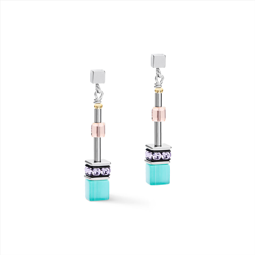 Coeur de Lion Earrings - Geo Cube Soft Turquoise