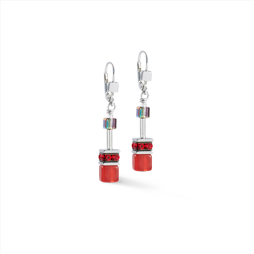 Coeur de Lion Earrings - Geo Cube Red