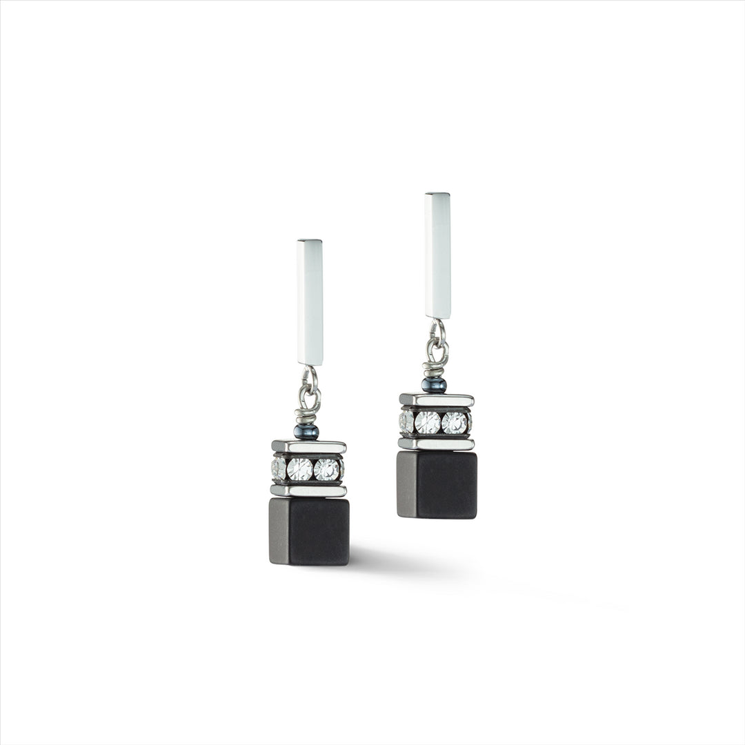 Coeur de Lion Earrings - Geo Cube Black Onyx Stainless Steel