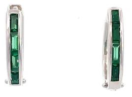 Georgini - Gifts Baguette Green Hoop Earrings - Silver