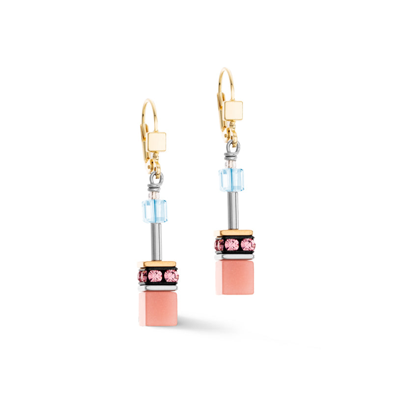 Coeur de Lion Earrings - Gold Plated Aqua-Apricot