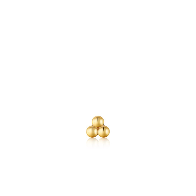 Ania Haie - Gold Plated Triple Ball Barbell Single Earring