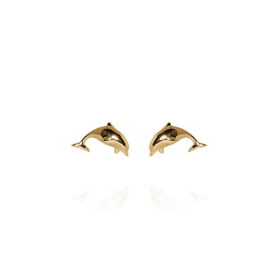 Evolve - Mini Dolphin Studs - (Friendly) - Gold Vermeil
