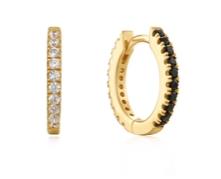 Ania Haie - Gold Plated Black and White Cubic Zirconia Huggies