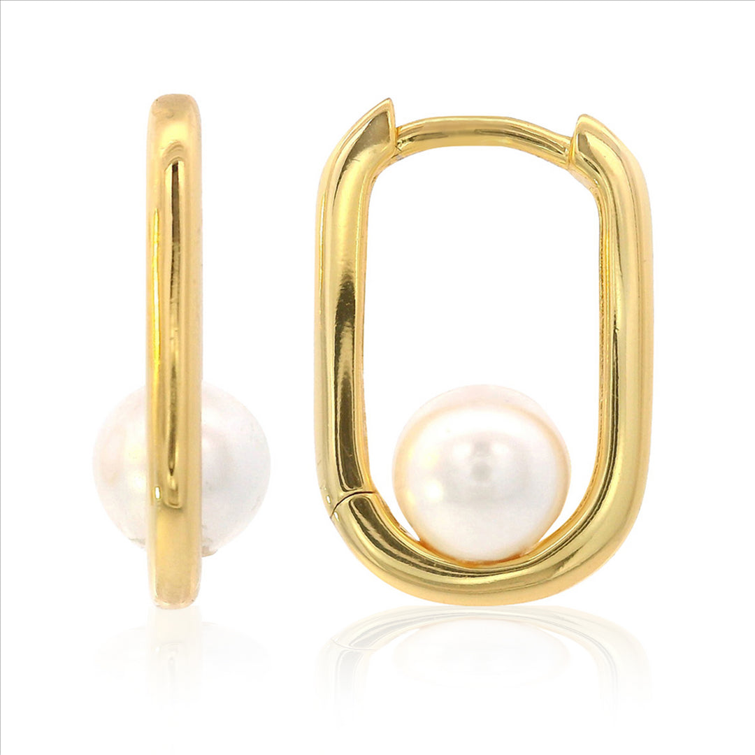 Georgini - Adagio Nine-2-Five Pearl Oval Hoops - Gold Plated