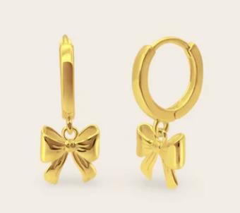 Whistle & Pop - Heritage Bella Bow Huggies - Gold Plated