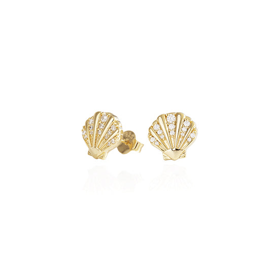 Evolve - Seashell Studs - (Patient) - Gold Vermeil