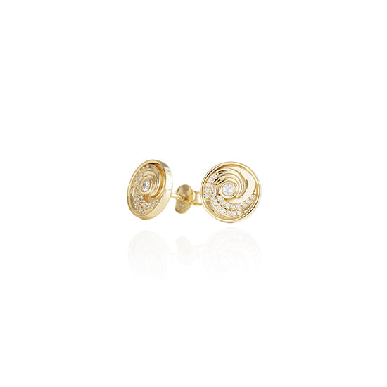 Evolve - Ocean Wave Coin Studs - (Confident) - Gold Vermeil