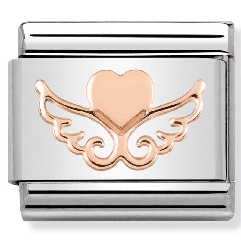 Nomination Rose Gold Heart With Wings Link