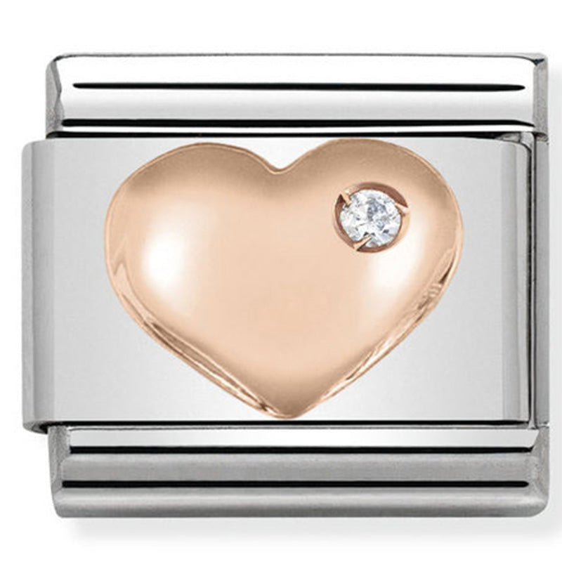 Nomination rose gold heart with cz link