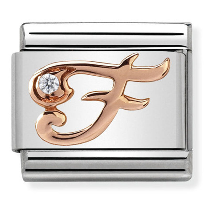 Nomination Rose Gold Letter F Link