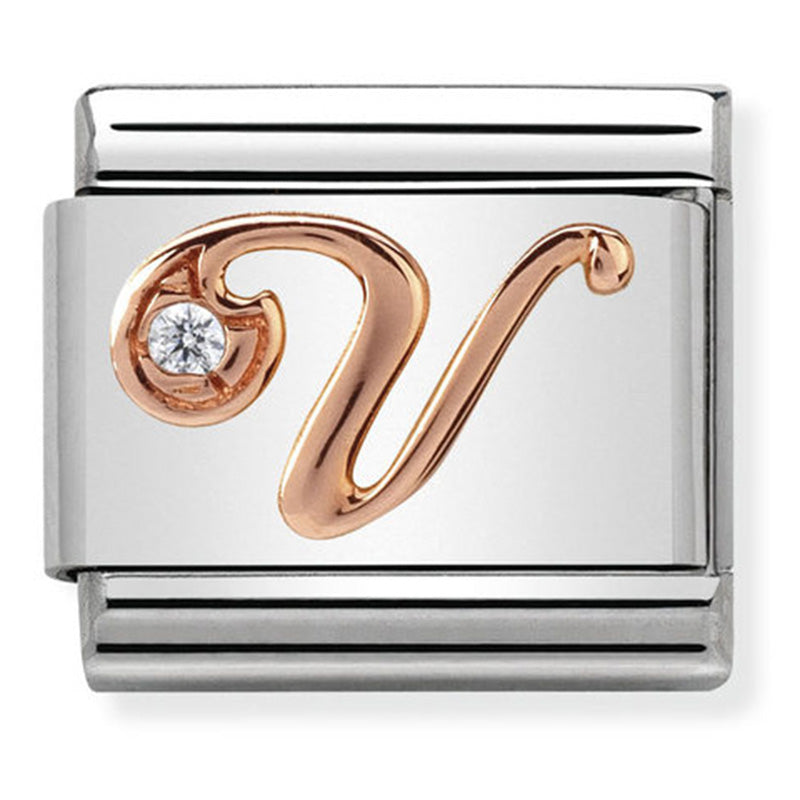 Nomination Rose Gold Letter V Link