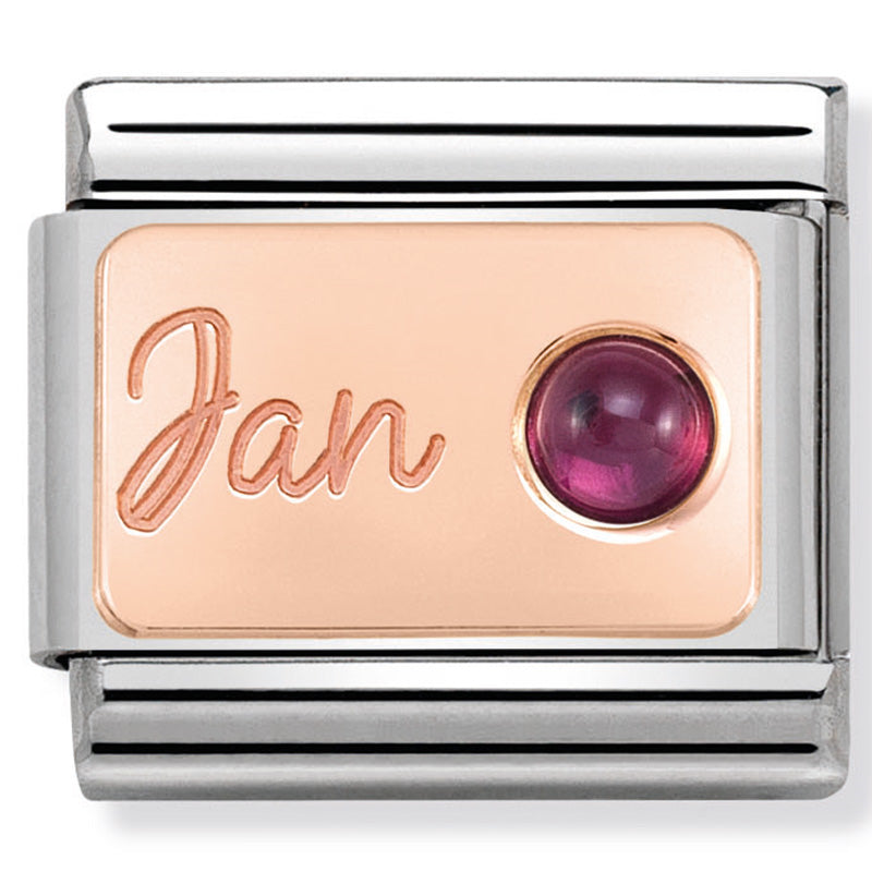 Rose Gold Birthstone Link - January (Garnet)