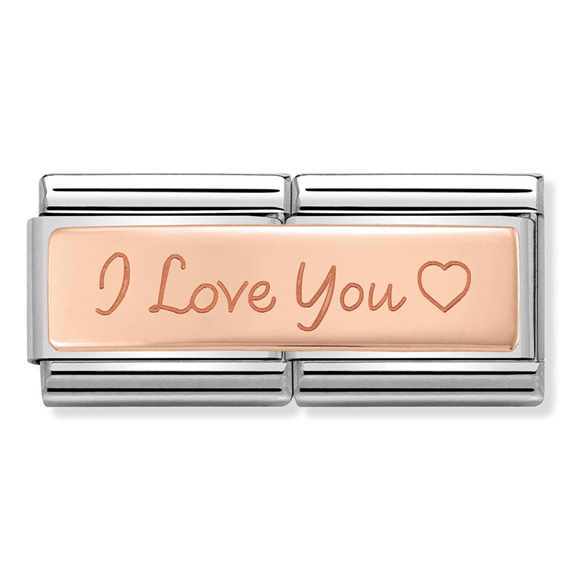 Rose Gold Double Engraved Link - I Love You