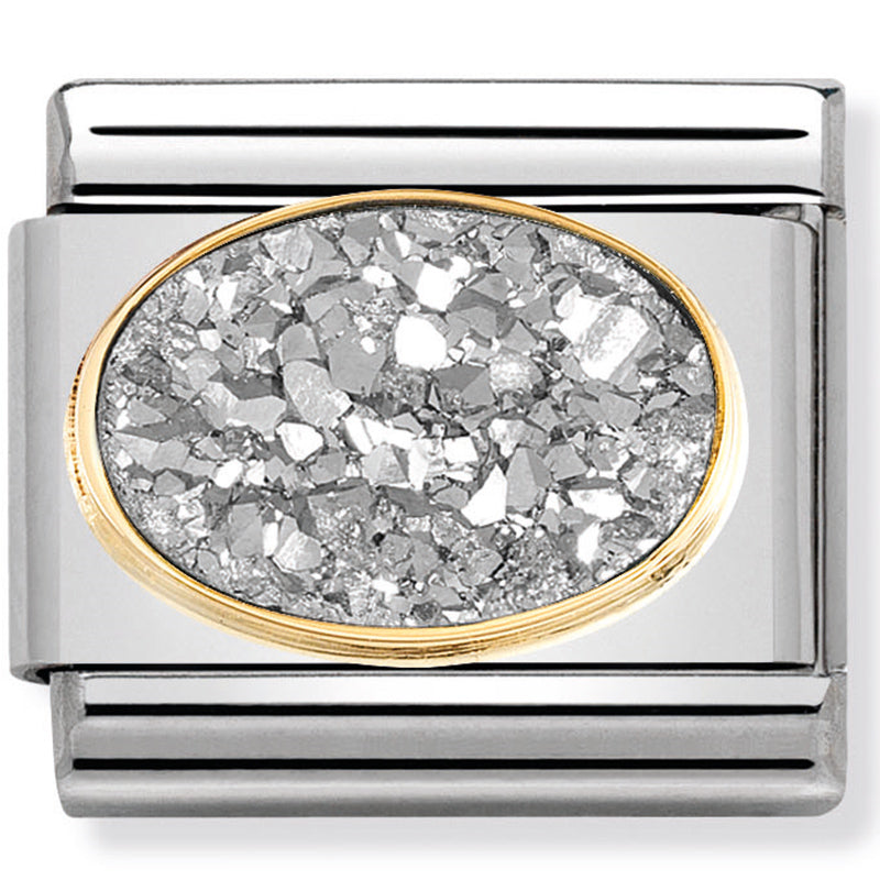 Nomination agate drusy silver moon link