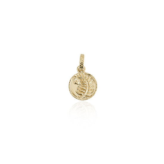 Evolve - Fern Coin Pendant Charm - (Strength) - Gold Vermeil