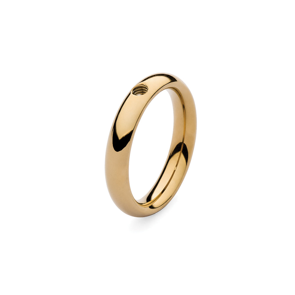 Qudo - Interchangeable Stainless Steel Narrow Base Ring - Size 56/O - Gold Plated