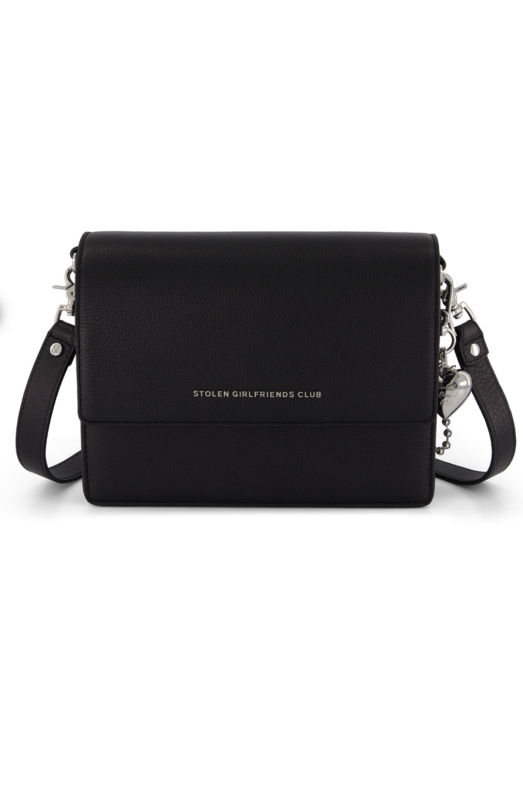 Stolen Girlfriends Club - Big Trouble Bag + Puff Heart Bag Charm - Black & Silver