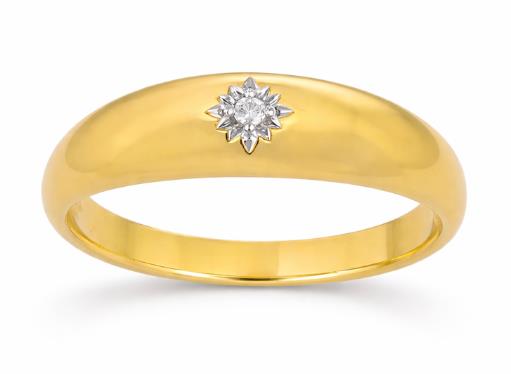 Yellow Gold Diamond Dome Ring - Size O